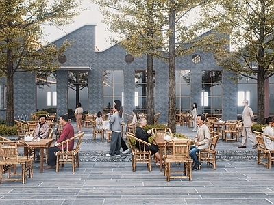 现代新中式广场景观 茶文化广场 喝茶广场 坝坝茶