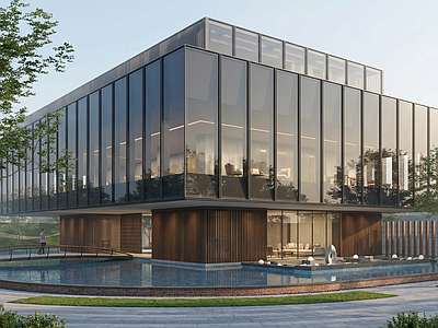 现代轻奢活动中心 展示中心 示范区 会所建筑 餐饮建筑 水庭院