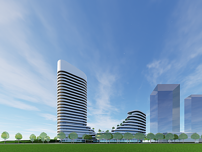 现代其他公共建筑 高层办公 综合体 生态建筑 沿河建筑