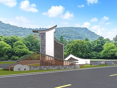 新中式入口 新中式村口标识牌 精神堡垒  村口景观景观标识