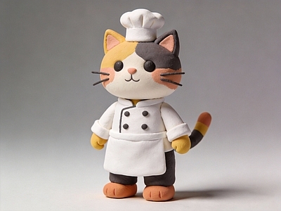 现代雕塑 厨师 猫 雕塑 美陈 AIGC