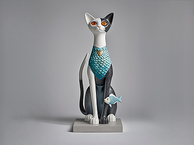现代简约雕塑摆件 猫陶瓷 现代雕塑 摆件 艺术品 美陈