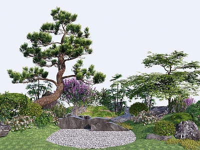 植物组合 中式景观小品 植物景观 花坛花镜花池 灌木花草 中式园林