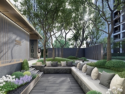 现代住宅区景观 现代示范区景观 轻奢中庭景观 现代酒店式廊架 下沉庭院景观 现代住宅景观