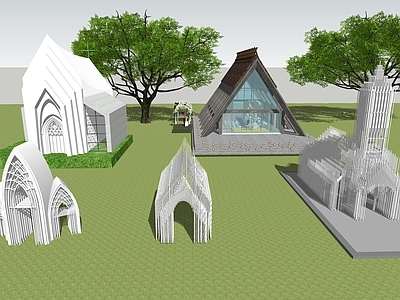 欧式教堂建筑 教堂打卡构筑物