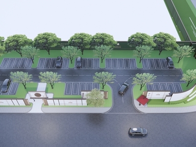 新中式路口停车场空间 户外停车场