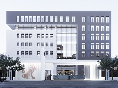 现代简约企业总部 司法局大门 司法局 入口大门 獬豸