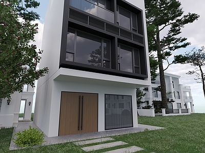 现代极简别墅外观 现代别墅外观 建筑外观 别墅 简约别墅