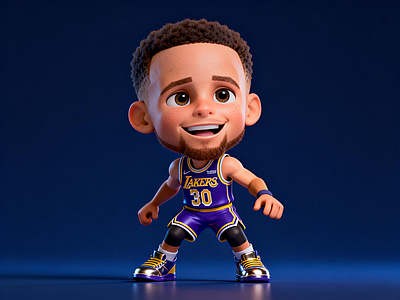3D卡通风格虚拟人物 NBA篮球 篮球明星手办 斯蒂芬·库里 湖人队 黑人手办