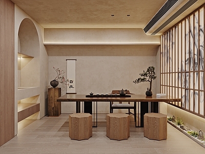 新中式茶室 茶室 原木