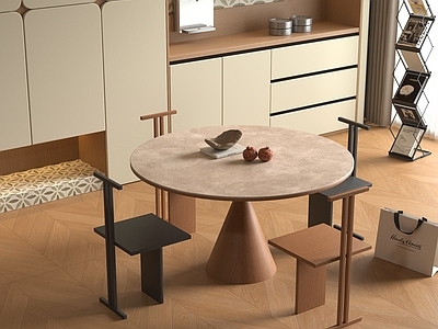 奶油风圆桌餐厅