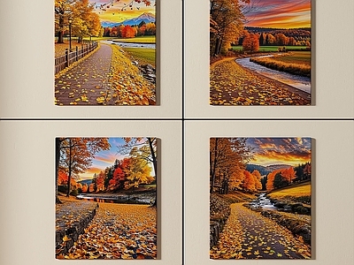 自然写实景观风组合画