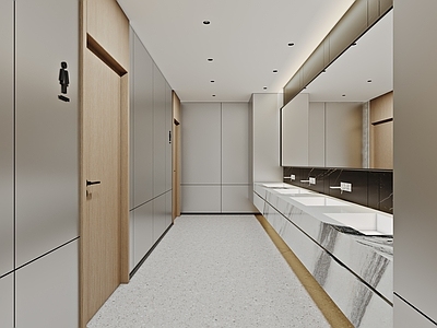 现代简约公共卫生间 公共卫生间 金属板