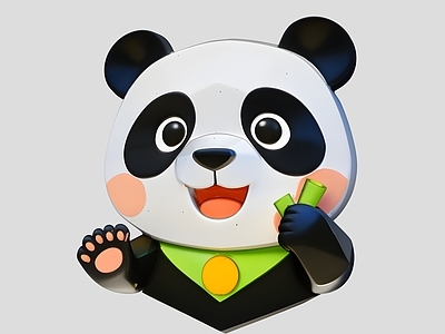 现代新中式艺术装置 卡通熊猫雕塑 互动装置 网红打卡