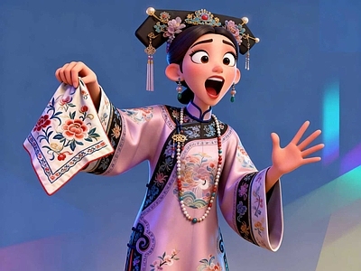 新中式虚拟人物 清宫格格玩偶 俏皮旗装人偶 国潮清宫萌妹 惊喜格格手办 旗装戏精公仔