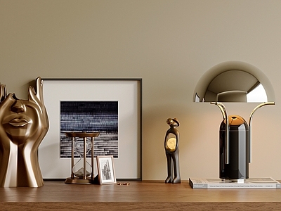 现代轻奢摆件组合 餐边柜摆件 电视柜摆件 挂画 台灯 轻奢意式摆件