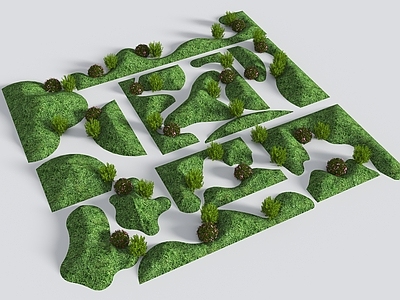 现代主义景观微地形 现代微地形 草坡  小山包  枯山水 绿岛
