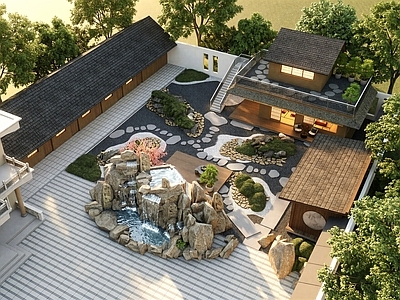 现代乡村庭院 露营庭院 民宿庭院