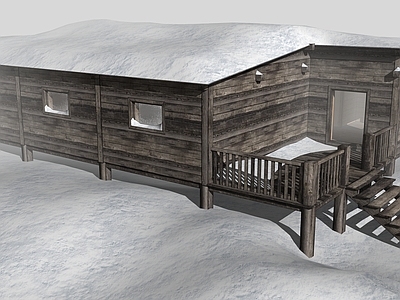 原木简约木屋 木屋 废弃小屋 雪地小屋 复古