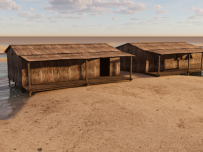 复古原木木屋 木屋 复古 海边小屋