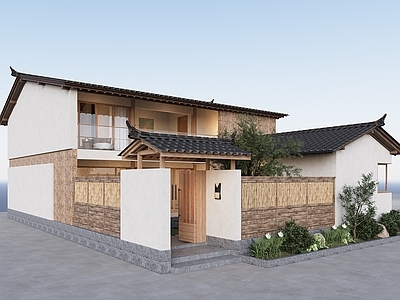 新中式其他住宅外观 农村自建房 老宅改造翻新 云南民居三间一耳 夯土墙 旧木围栏庭院大门