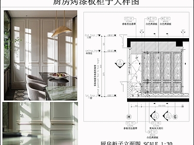 柜体节点 厨房边柜 白色烤漆板柜子 储物柜 柜子立面图 柜体节点 施工图