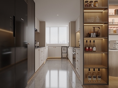 奶油风封闭式厨房 现代