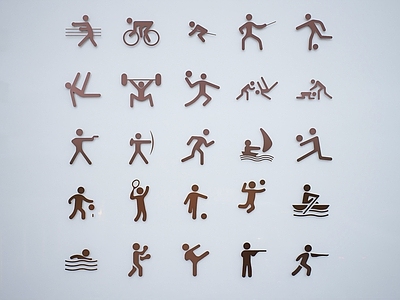 现代挂件 运动人物图标 金属图案 运动主题墙饰 运动剪影 运动元素