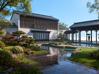 中式古建筑 新中式庭院建筑