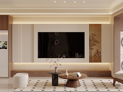 奶油风大平层客餐厅