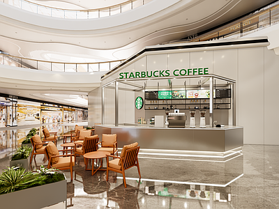 现代简约咖啡厅 咖啡店 中岛店
