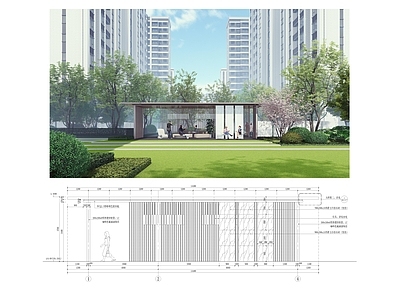 小区廊架 廊 施工图