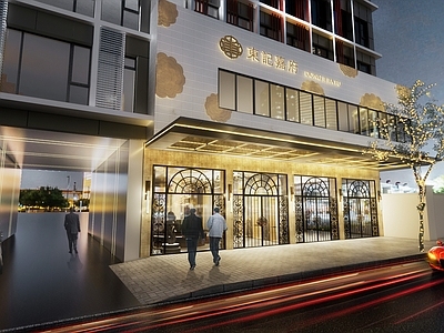 复古欧式餐饮建筑 餐饮店 轻奢 多层 外立面