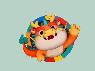 现代新中式雕塑摆件 动物艺术装置 卡通动物互动雕塑 圆环雕塑 龙雕塑