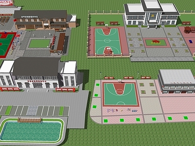 新中式中式广场景观 村委会服务中心 党建广场 乡村广场