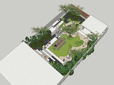 现代极简别墅庭院 现代庭院