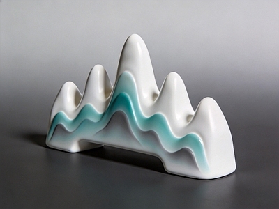 新中式雕塑 山形 笔架 白瓷 AIGC 文房摆件