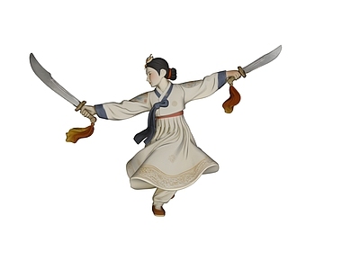 现代雕塑 朝鲜族 雕塑 美陈 刀舞 AIGC