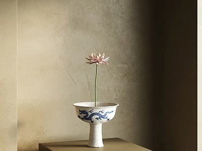 新中式中古花瓶 青花瓷花瓶 花艺 花器 花瓶 宋式花艺