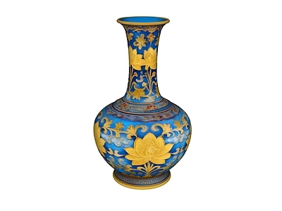 现代新中式花瓶 景泰蓝 花瓶 摆件 AIGC 瓶子