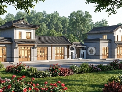 中式商业街 中式商业建筑 仿古沿街商业建筑