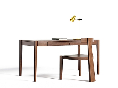 现代新中式书桌椅 书桌椅 实木书桌 学习椅 书桌 台灯