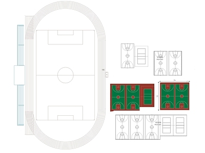 现代其他运动场地 400米跑道 施工图