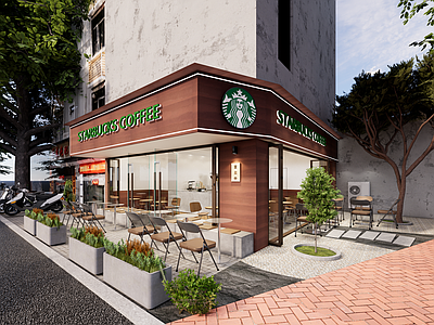 现代极简咖啡厅 咖啡店 街边店 餐厅