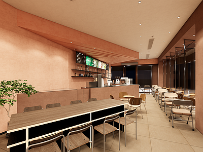 现代极简咖啡厅 咖啡店 吧台 餐厅