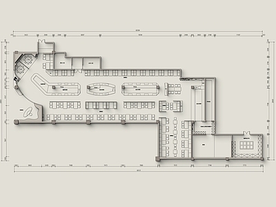 工装平面图 900平海鲜自助 现代商场自助餐厅 异形餐厅 餐饮店平面图 餐饮厨房布局 施工图