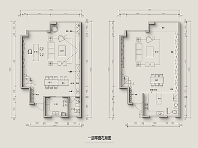 平面布置图 三层小别墅布局 两套布局方案 现代风格别墅布局 施工图