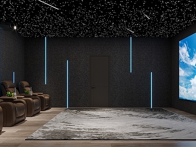 现代极简影音室 现代影音室 地下室 居家影院