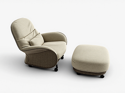 现代极简单人沙发 Depadova Louisian a布艺沙发 单人沙发 扶手沙发带脚踏