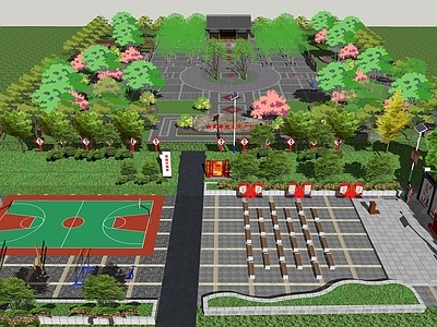 现代新中式广场景观 农村公园文化广场 乡村广场 党建广场